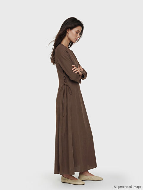 LCW Modest Modal Karışımlı Bağcık Detaylı Elbise