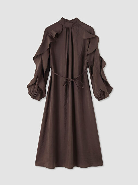 LCW Modest Dik Yaka Fırfırlı A Kesim Kadın Elbise - S6C100Z8-1KM