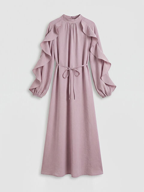 LCW Modest Dik Yaka Fırfırlı A Kesim Kadın Elbise - S6C100Z8-ZW3