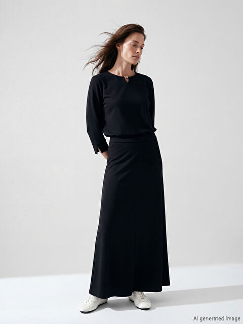 LCW Grace Beli Lastikli Kloş Etek - S6A101Z8-CVL