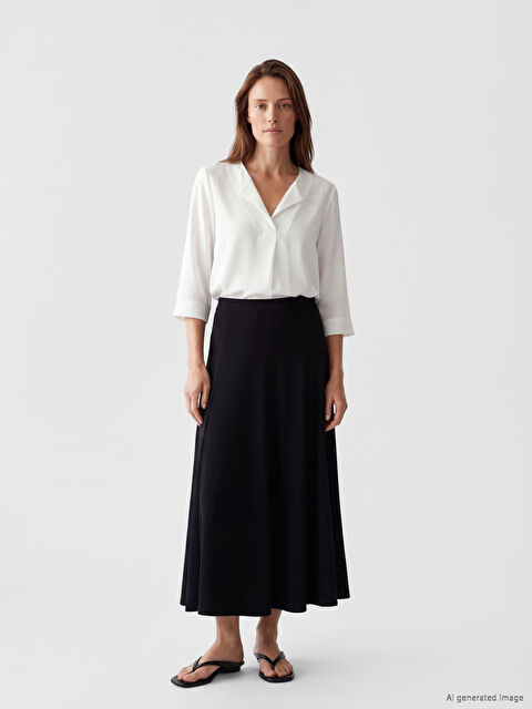 LCW Grace Beli Lastikli Pileli Etek