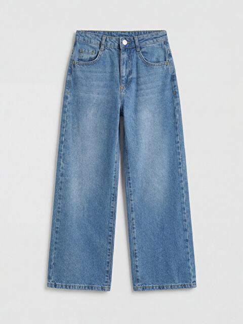 LCW Kids Wideleg Baskılı Kız Çocuk Jean Pantolon - S6D102Z4-H45