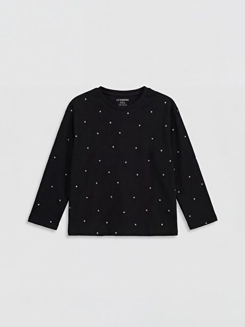 LCW Kids Yıldız Desenli Kız Çocuk Uzun Kollu Tişört - S6C102Z1-LQJ