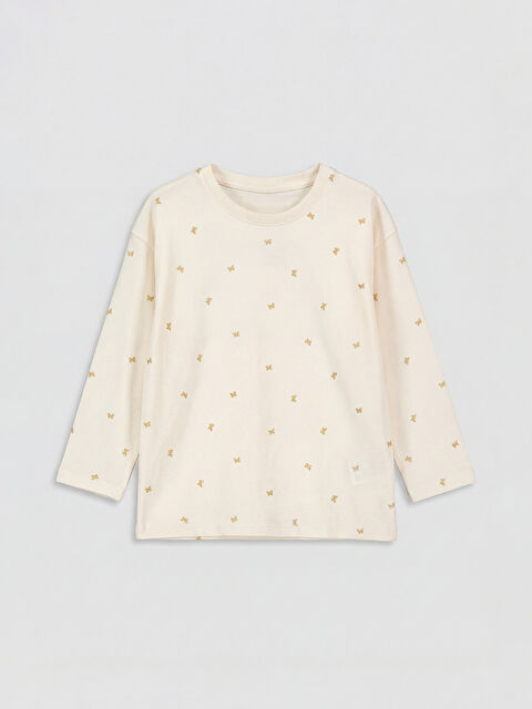 LCW Kids Uzun Kollu Desenli Kız Çocuk Tişört - S6C102Z1-LRA