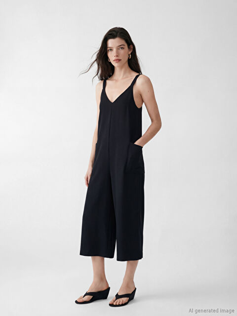 LCW Comfort V Yaka Askılı Kadın Tulum