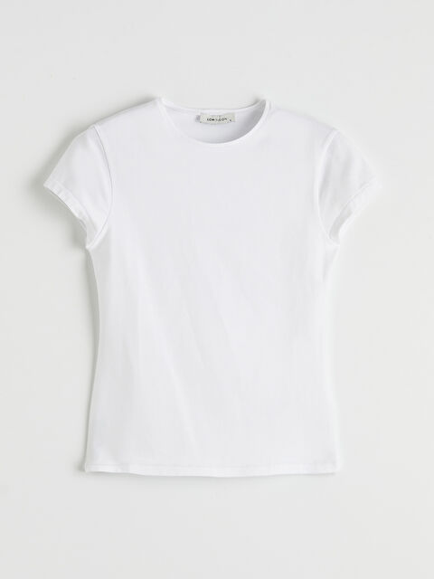 LCW Vision Ekstra Dar Fit Bisiklet Yaka Kadın Tişört - S6D106Z8-Q6K