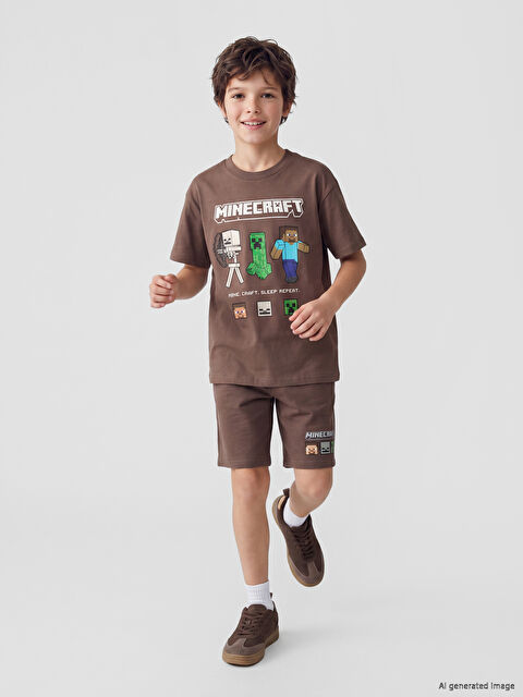 LCW Kids Minecraft Baskılı Erkek Çocuk Şort