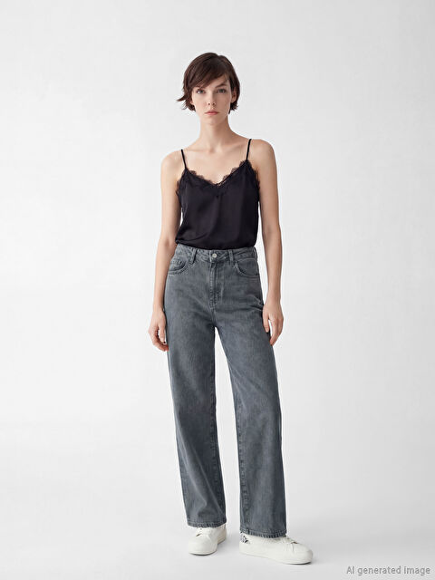 Natuvera Yüksek Bel Wideleg Kadın Jean Pantolon - S6E106Z8-ZZK