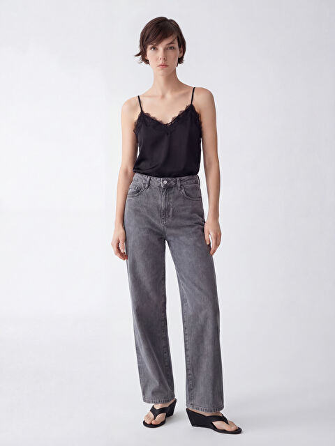 Natuvera Yüksek Bel Wideleg Kadın Jean Pantolon