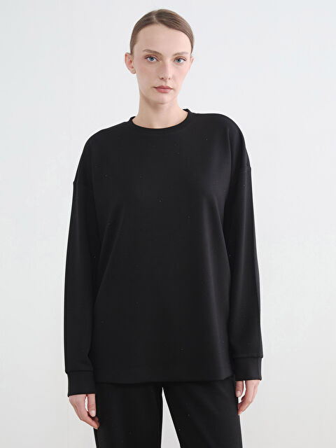 LCW EVERYDAY Taşlı Soft Touch Oversize Kadın Sweatshirt