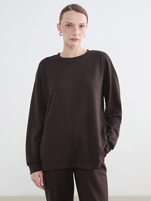 LCW EVERYDAY Taşlı Soft Touch Oversize Kadın Sweatshirt