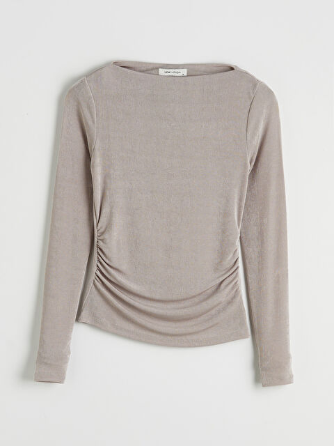 LCW Vision Kayık Yaka Büzgülü Bluz - S6B111Z8-GJC