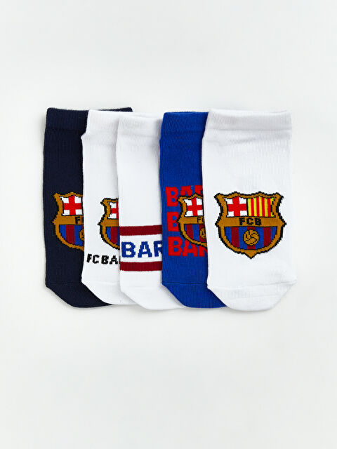 LCW Kids FC Barcelona Baskılı Erkek Çocuk Patik Çorap 5'li