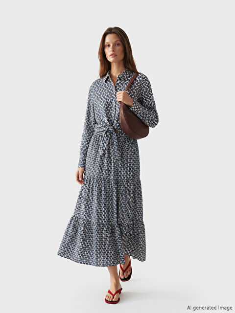 LCW Modest Beli Lastikli Desenli Katkat Etek