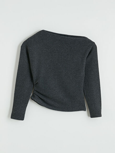 LCW Vision Kayık Yaka Büzgülü Bluz - S6A115Z8-D3A