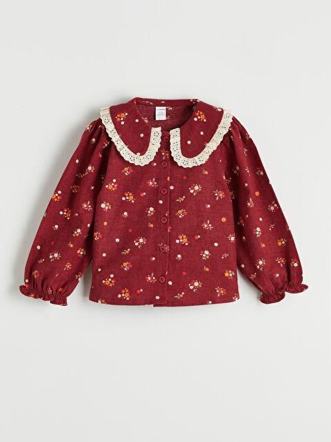 LCW Kids Çiçek Baskılı Bebe Yaka Kız Çocuk Gömlek - S6A117Z1-LTR