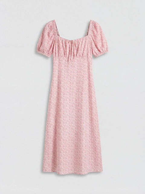 LCW Comfort A Kesim Çiçekli Balon Kol Elbise