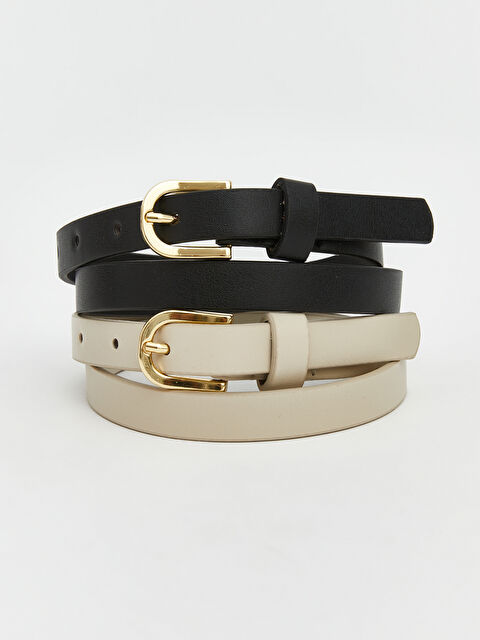 LCW ACCESSORIES Deri Görünümlü Kız Çocuk Kemer 2'li - S6A122Z1-CVL