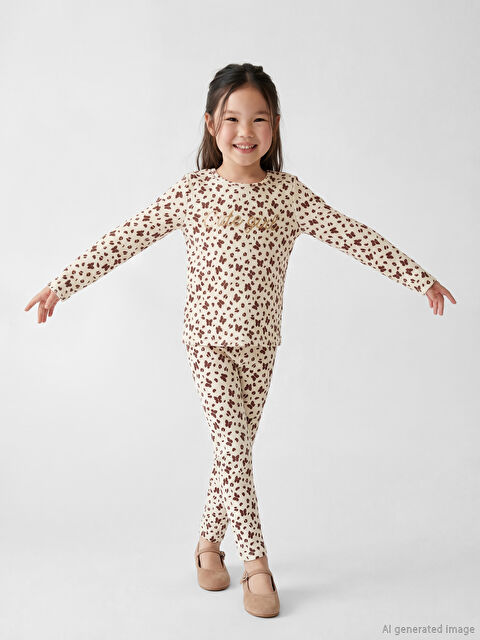 LCW Kids Baskılı Kız Çocuk Kaşkorse Tayt - S6B126Z1-LRB