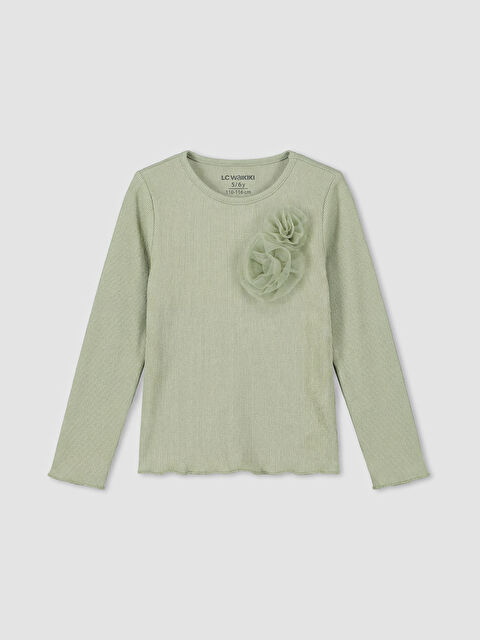 LCW Kids Çiçek Aplikeli Kız Çocuk Bluz - S6F126Z1-GMG