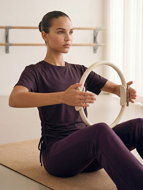 KOOR SPORT Büzgülü Modal Karışımlı Kadın Spor Tişört