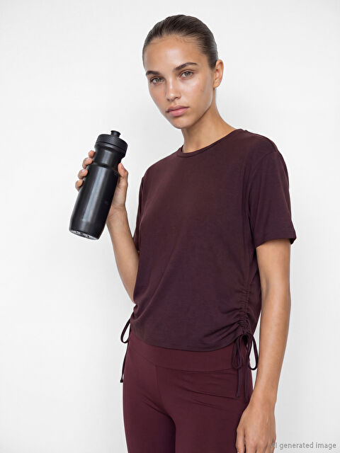 KOOR SPORT Büzgülü Modal Karışımlı Kadın Spor Tişört