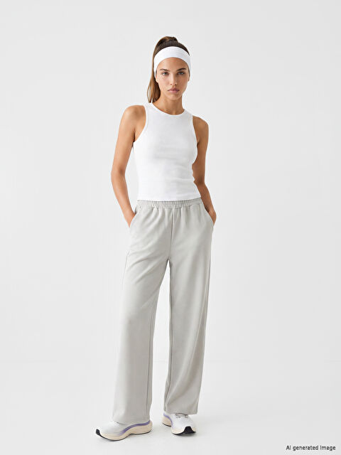 KOOR SPORT Beli Lastikli Soft Touch Kadın Eşofman Altı