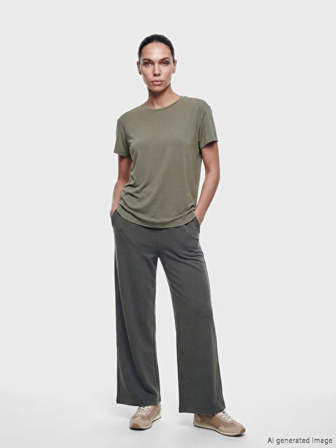 KOOR SPORT Beli Lastikli Soft Touch Kadın Eşofman Altı