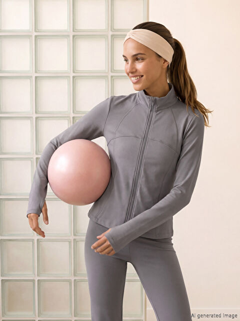 KOOR SPORT Dik Yaka Kadın Fermuarlı Sweatshirt