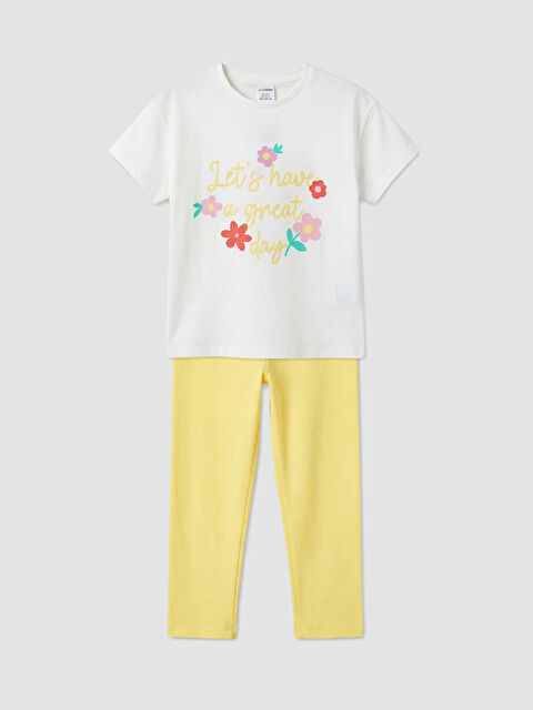 LCW Kids Baskılı Kız Çocuk Taytlı Takım