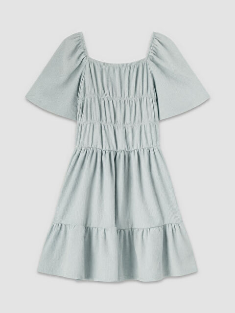 LCW Kids Büzgü Detaylı Katlı Kız Çocuk Elbise