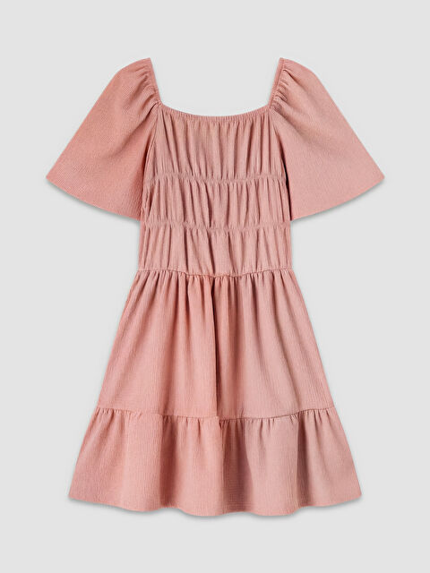 LCW Kids Büzgü Detaylı Katlı Kız Çocuk Elbise