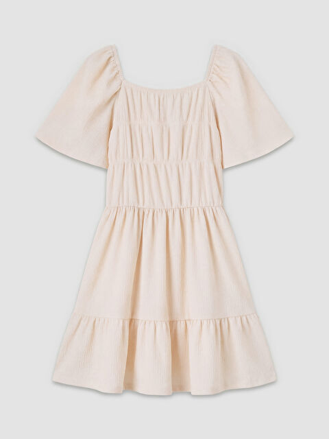 LCW Kids Büzgü Detaylı Katlı Kız Çocuk Elbise