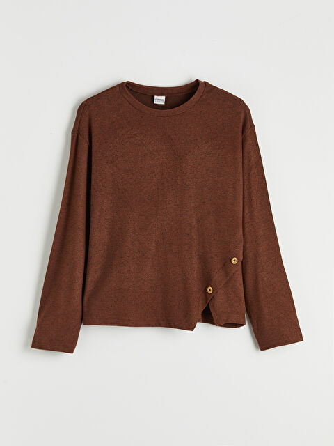 LCW Kids Düğme Detaylı Bisiklet Yaka Kız Çocuk Tişört - S6E144Z4-HJN