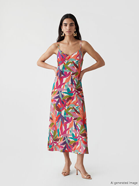 LCWAIKIKI Classic V Yaka İp Askılı A Kesim Elbise