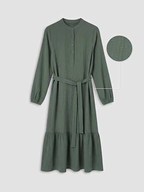 LCWAIKIKI Classic Hakim Yaka Dokulu Elbise