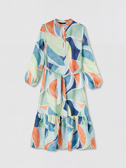 LCW EVERYDAY Hakim Yaka Desenli Beli Kuşaklı Elbise