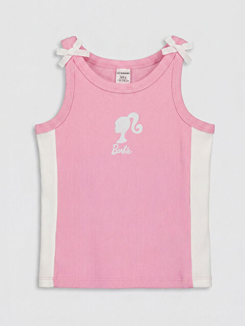 LCW Kids Bisiklet Yaka Barbie Baskılı Kız Çocuk Atlet
