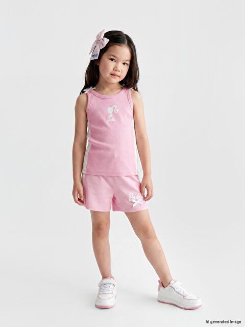 LCW Kids Barbie Baskılı Kız Çocuk Şort