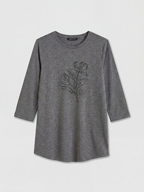 LCWAIKIKI Classic Bisiklet Yaka Baskılı Bluz - S6E154Z8-D3A