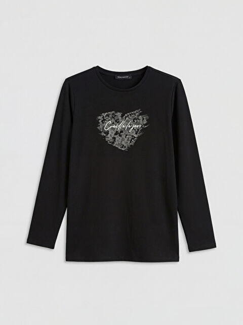 LCWAIKIKI Classic Bisiklet Yaka Baskılı Bluz - S6C154Z8-CVL