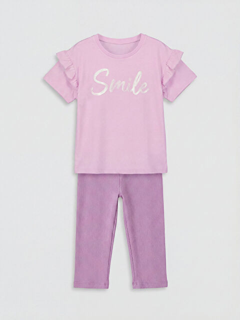 LCW Kids Baskılı Kız Çocuk Taytlı Takım