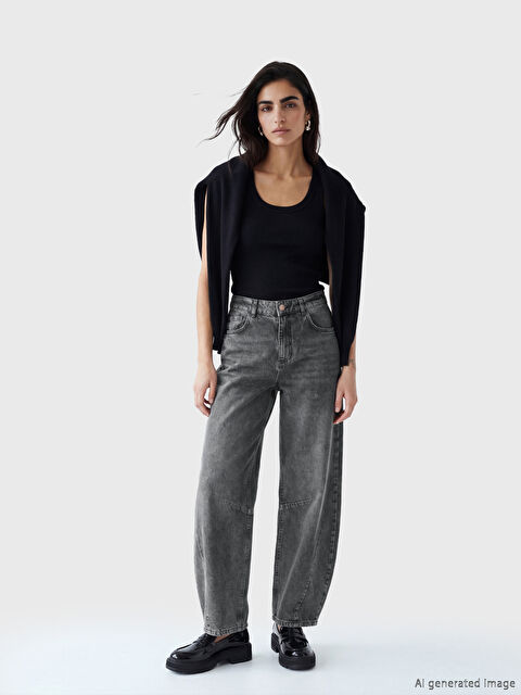 LCW Jeans Balloon Fit Kadın Jean Pantolon - S6B158Z8-GRD