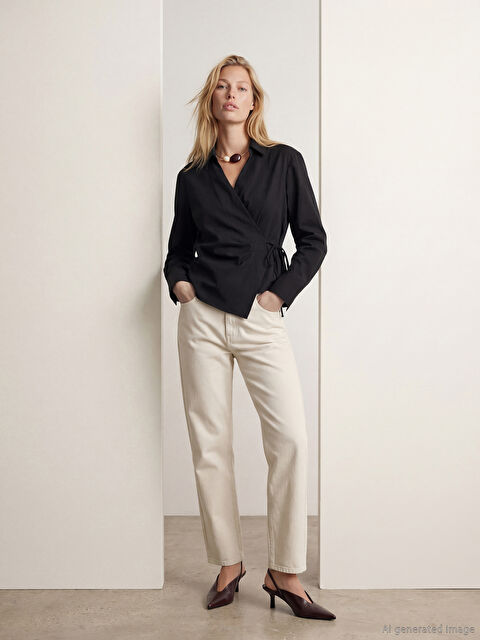 LCW Vision Kruvaze Yaka Kadın Gömlek - S6OM78Z8-CVL