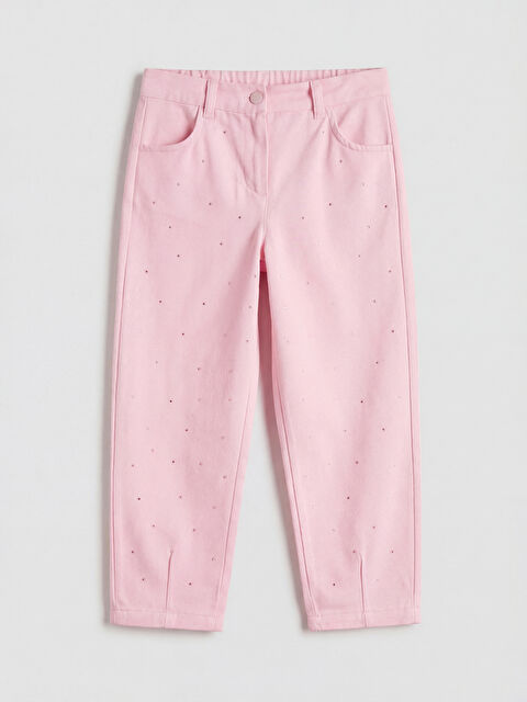 LCW Kids Kız Çocuk Taşlı Gabardin Pantolon - S6E160Z1-FVB