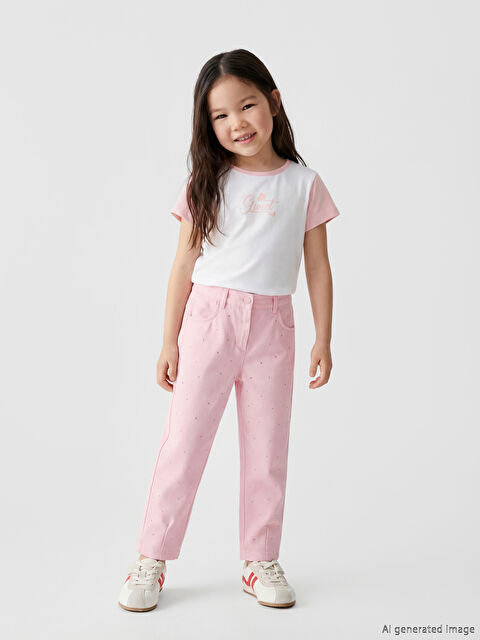 LCW Kids Kız Çocuk Taşlı Gabardin Pantolon