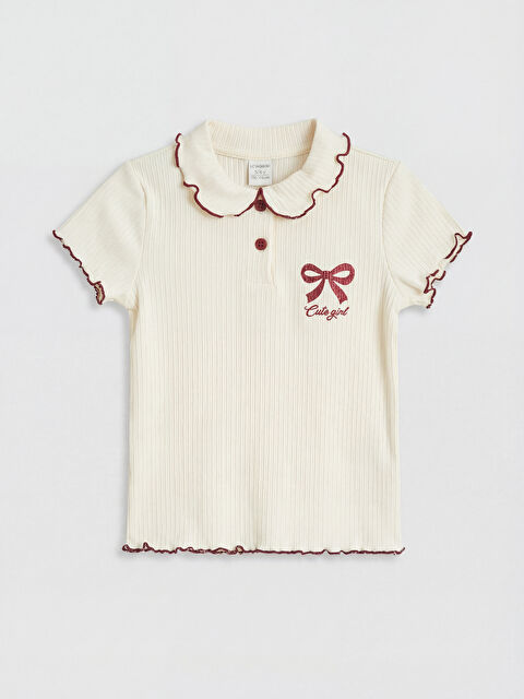 LCW baby Bebe Yaka Baskılı Kız Bebek Tişört - S6A161Z1-FES