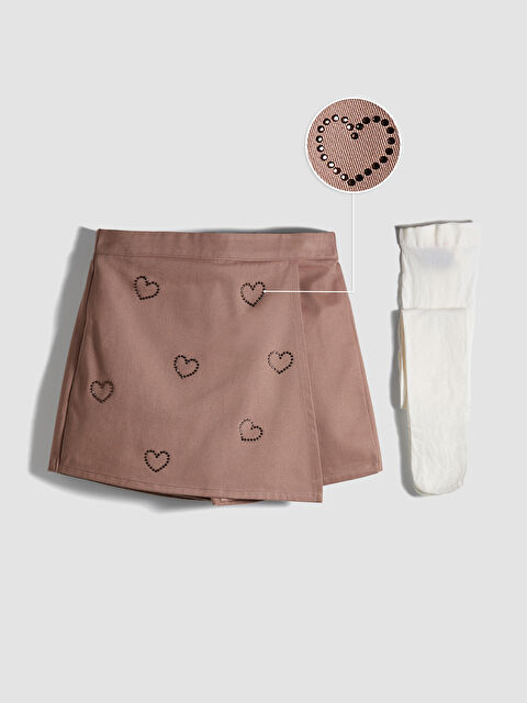 LCW Kids Taş İşlemeli Kız Çocuk Şort Etek ve Çorap - S6F164Z1-R1X