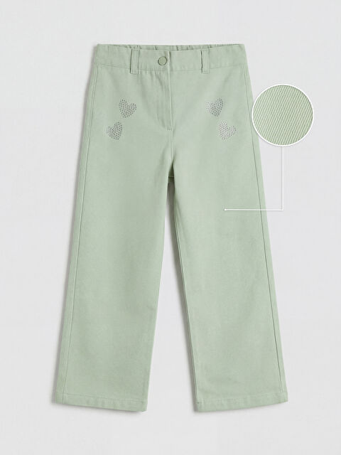 LCW Kids Wideleg Taşlı Kız Çocuk Gabardin Pantolon - S6A164Z1-FHV