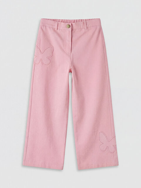 LCW Kids Beli Lastikli Nakışlı Kız Çocuk Pantolon